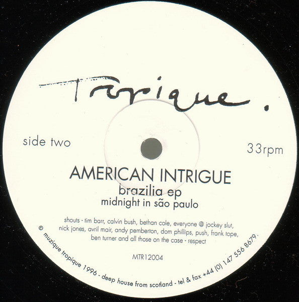American Intrigue : Brazilia EP (12", EP)