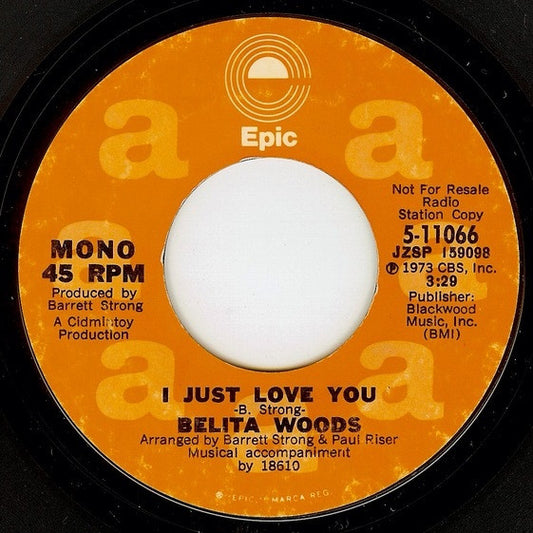 Belita Woods : I Just Love You (7", Mono, Promo)