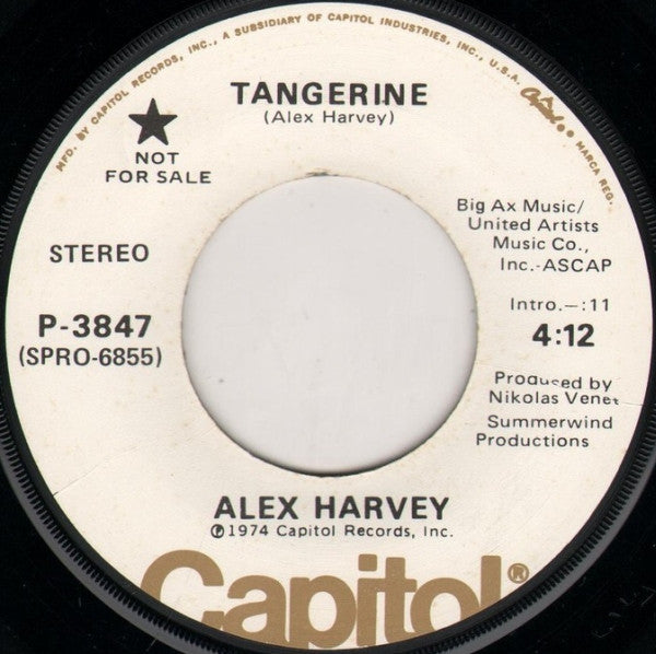 Alex Harvey (2) : Tangerine (7", Mono, Promo)