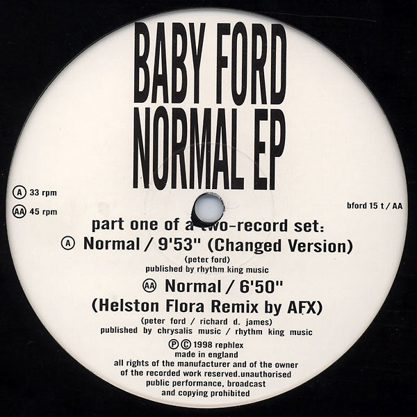 Baby Ford : Normal EP (12", EP, 1/2)