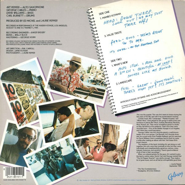 Art Pepper Quartet : The Maiden Voyage Sessions, Vol. 3 (LP, Album)