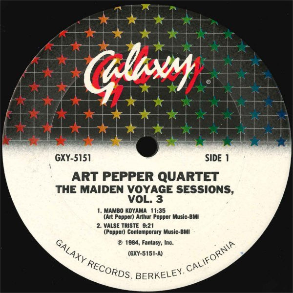Art Pepper Quartet : The Maiden Voyage Sessions, Vol. 3 (LP, Album)
