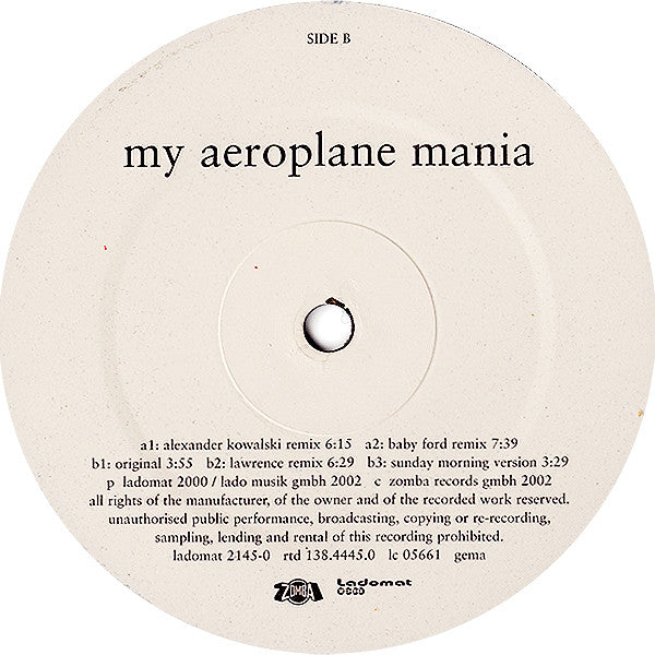 Turner : My Aeroplane Mania (12")