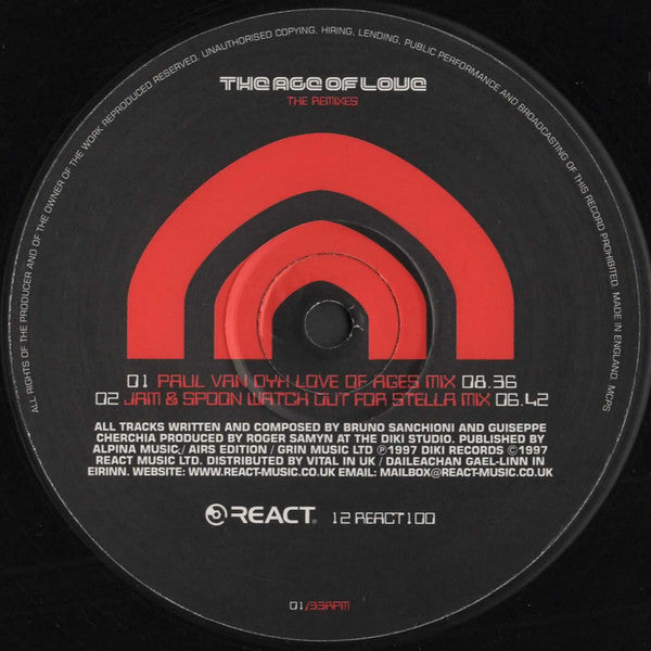Age Of Love : The Age Of Love (The Remixes) (12")