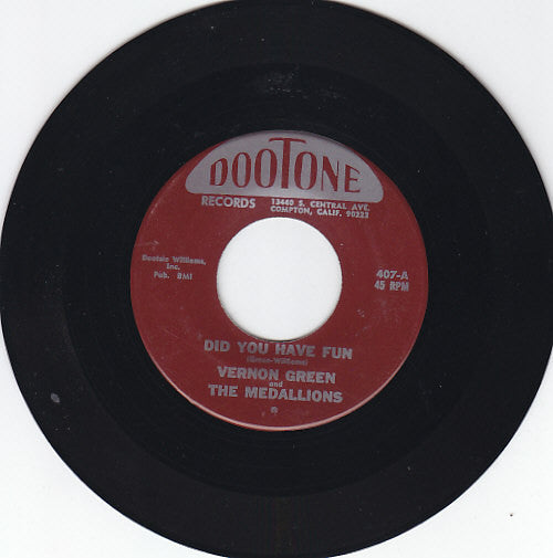 Vernon Green And The Medallions : Did You Have Fun (7", RE)