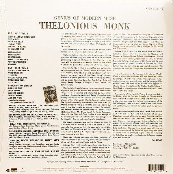 Thelonious Monk : Genius Of Modern Music Volume Two (LP, Comp, Mono, RE, RM, 180)