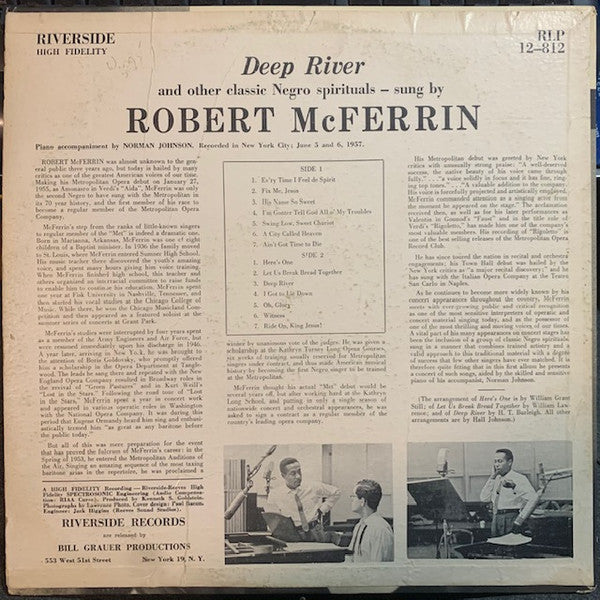 Robert McFerrin : Deep River and other Classic Negro Spirituals (LP, Album)