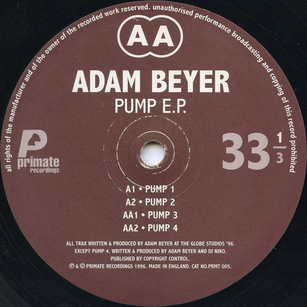 Adam Beyer : Pump E.P. (12", EP)