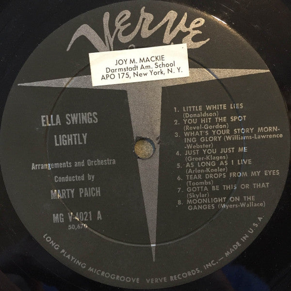 Ella Fitzgerald : Ella Swings Lightly (LP, Album, Mono, Ind)