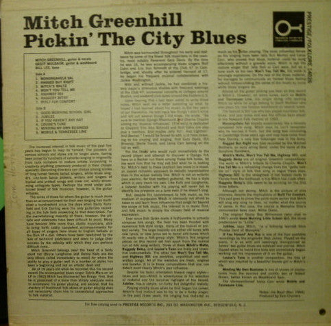 Mitch Greenhill : Pickin' The City Blues (LP, Album, Mono)