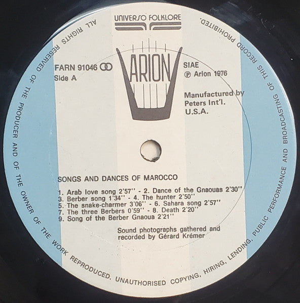Various : Songs And Dances Of Morocco (LP, Album)