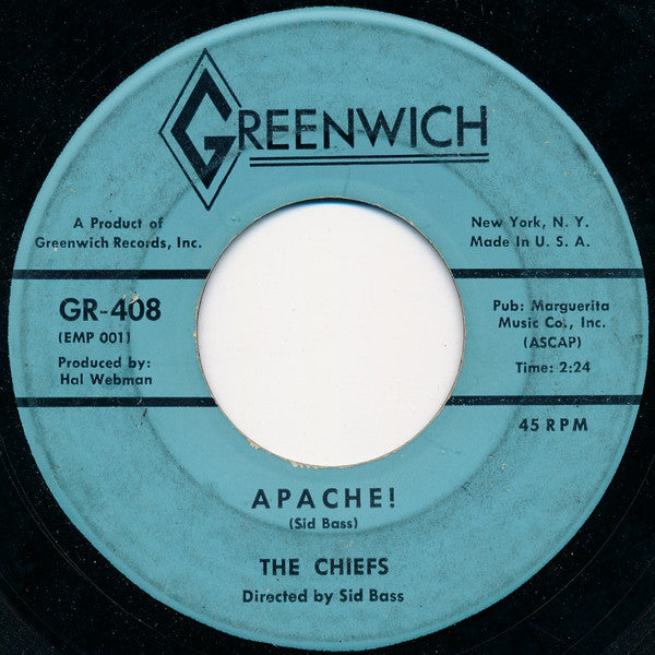 The Chiefs (3) : Apache! / Dee's Dream (7", Single)