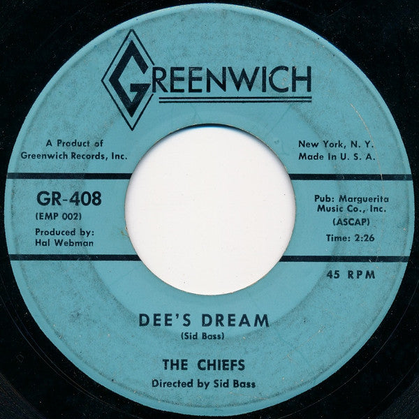 The Chiefs (3) : Apache! / Dee's Dream (7", Single)