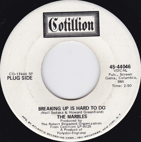The Marbles* : Breaking Up Is Hard To Do / Little Laughing Girl (7", Promo, SP)
