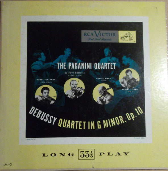 Debussy* - The Paganini Quartet* : Quartet In G Minor, Op. 10 (10", Album, Mono)
