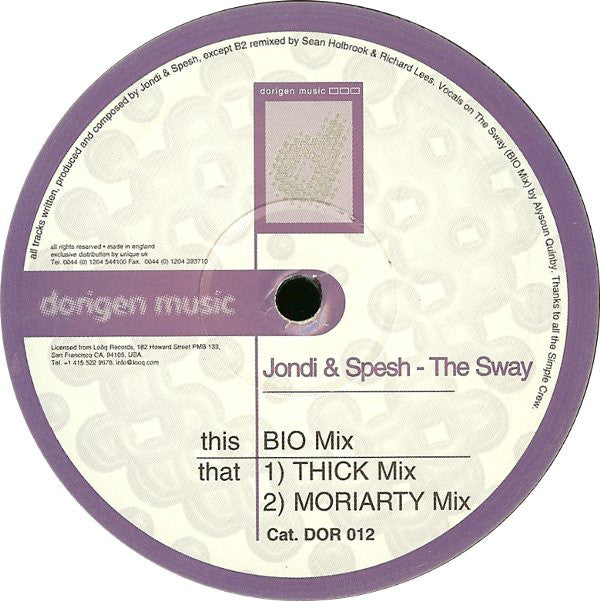 Jondi & Spesh : The Sway (12")