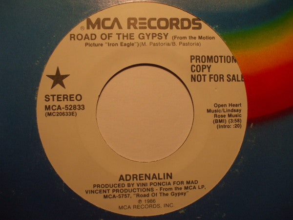 Adrenalin (10) : Road Of The Gypsy (7", Single, Promo)