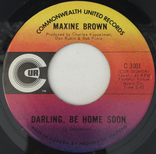Maxine Brown : We'll Cry Together / Darling, Be Home Soon (7", Single)