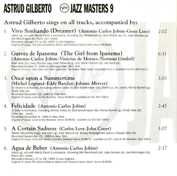 Astrud Gilberto : Verve Jazz Masters 9 (CD, Comp, Club)