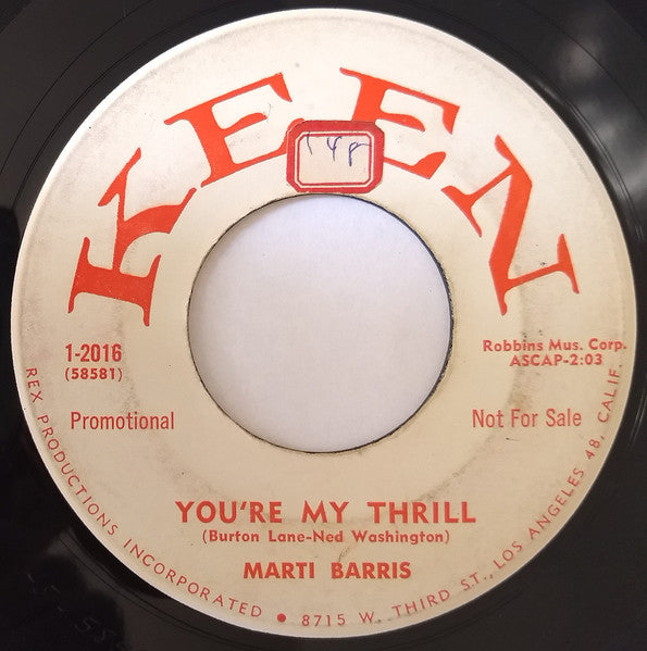 Marti Barris : Sweet Talk / You're My Thrill (7", Promo)