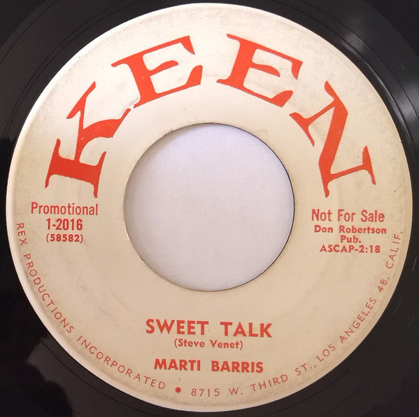Marti Barris : Sweet Talk / You're My Thrill (7", Promo)