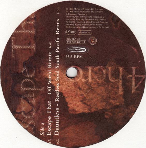 4 Hero : Escape That (12")