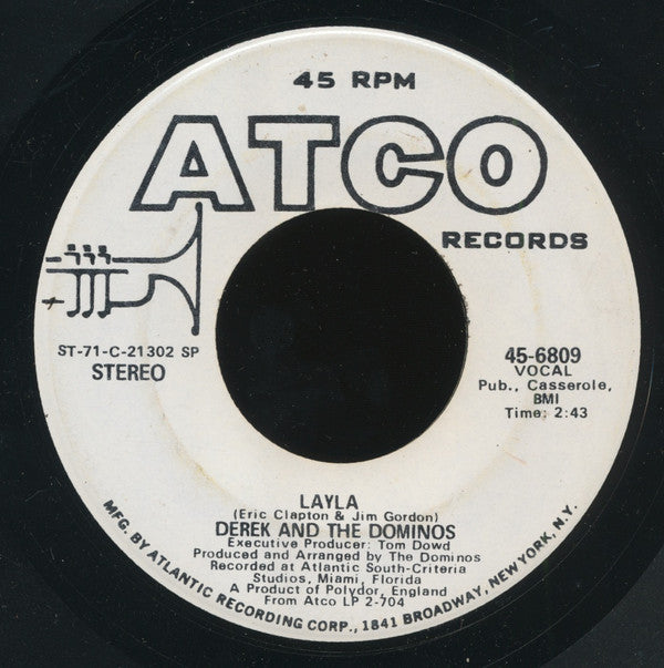 Derek & The Dominos : Layla (7", Single, Mono, Promo, SP )