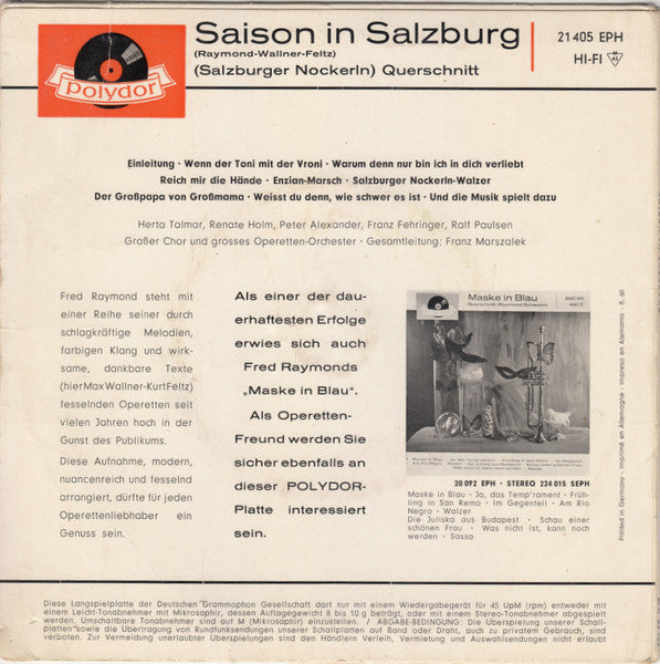 Various : Saison In Salzburg - Querschnitt (7", EP)